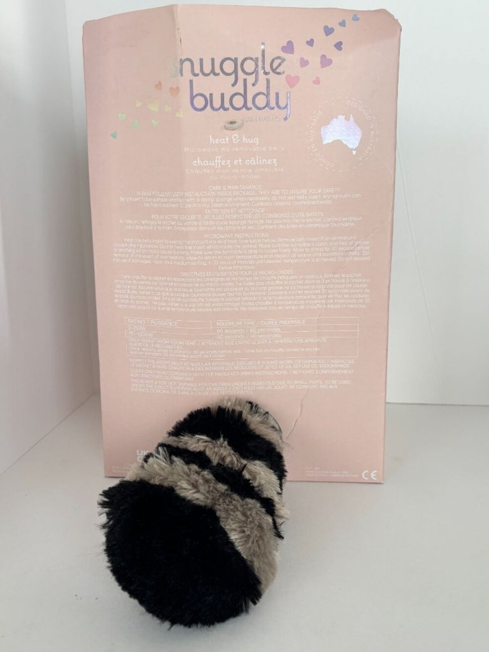 Snuggle Buddy Heat and Hug Plush Raccoon Microwavable Removable Belly Heart - Picture 8 of 11